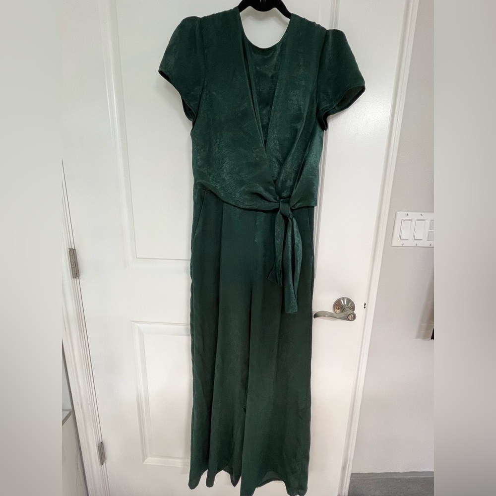 Lulus Elegant Green Wrap Jumpsuit